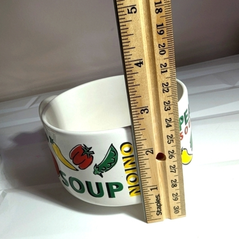 Vintage Houston Harvest Soup Bowls Mugs Stacking Pair Vegetables Set of 2 - Picture 10 of 11